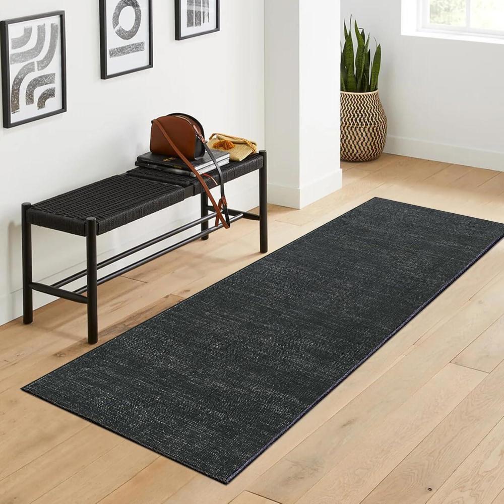 image:imageGarvee 5x7 Washable Area Rug for Living Room Neutral Throw Rugs with Rubber Backing Non Shedding Stain Resistant Modern Solid Color Rug Low Pile Ultra Soft Foldable Mats for Nursery Bedroom BeigeNeutralblack