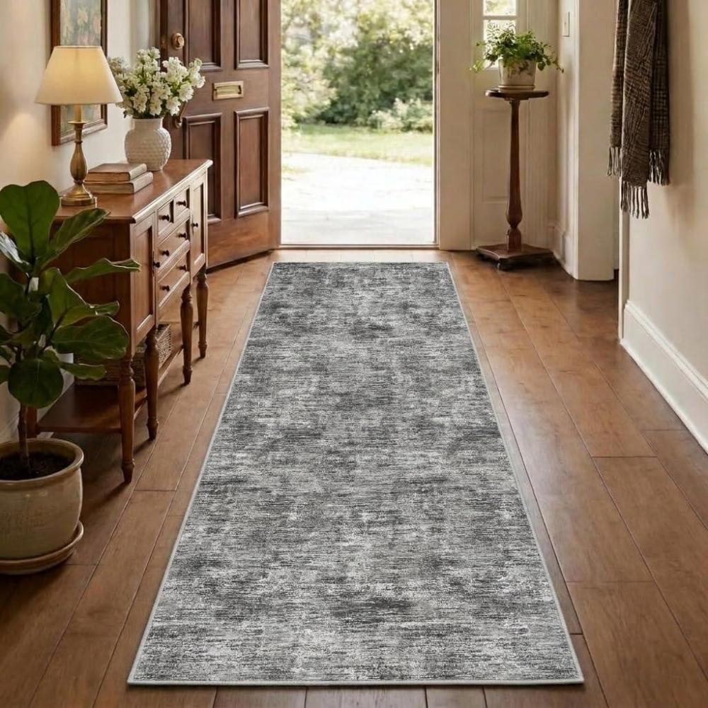 image:imageGarvee Textured 5x7 Living Room Rugs Modern Solid Color Washable Bedroom Rug Non Slip Non Shedding Contemporary Accent Rug Stain Resistant Low Pile Farmhouse Mats for Nursery Dining Room BrownSolid Colorlight Grey
