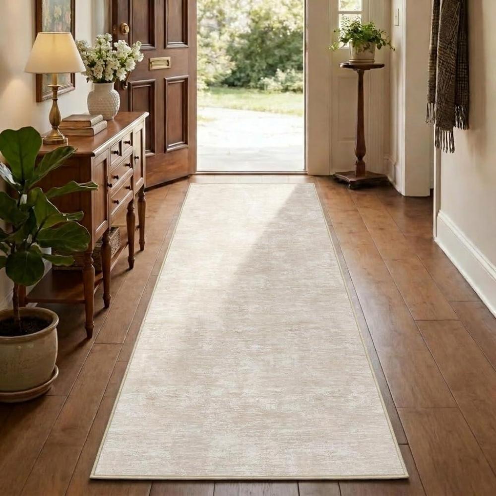 image:imageGarvee Textured 5x7 Living Room Rugs Modern Solid Color Washable Bedroom Rug Non Slip Non Shedding Contemporary Accent Rug Stain Resistant Low Pile Farmhouse Mats for Nursery Dining Room BrownSolid Colorbeige