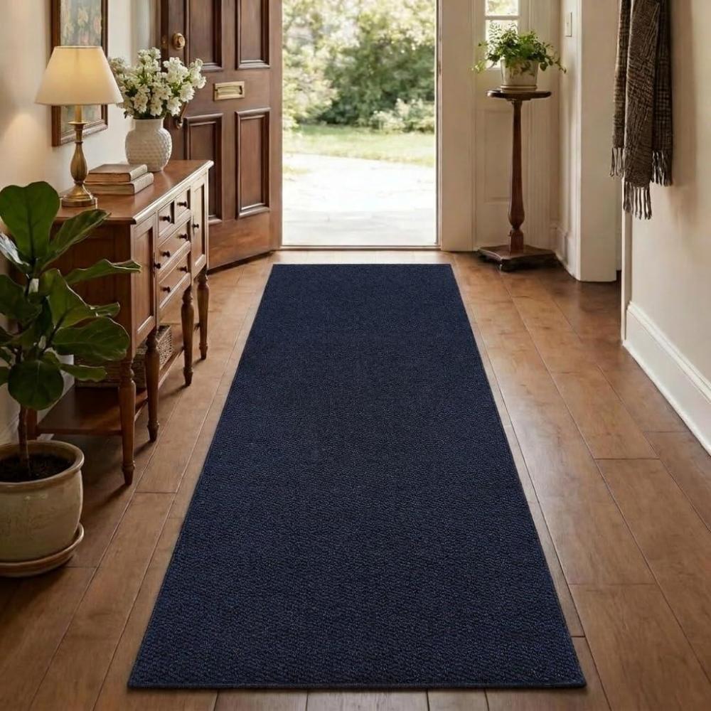 image:imageGarvee Textured 5x7 Living Room Rugs Modern Solid Color Washable Bedroom Rug Non Slip Non Shedding Contemporary Accent Rug Stain Resistant Low Pile Farmhouse Mats for Nursery Dining Room BrownTexturednavy