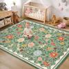 Garvee 10×13 Vintage Area Rug for Bedroom, Large Living Room Rug with Non Slip Backing, Floral Border Stain Resistant Non Shedding Area Rugs Low Pile Soft Mats for Bedroom, Dining Room, Pink(Farmhouse|green)