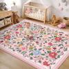 Garvee 10×13 Vintage Area Rug for Bedroom, Large Living Room Rug with Non Slip Backing, Floral Border Stain Resistant Non Shedding Area Rugs Low Pile Soft Mats for Bedroom, Dining Room, Pink(Farmhouse|pink)