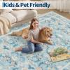 Garvee 10×13 Vintage Area Rug for Bedroom, Large Living Room Rug with Non Slip Backing, Floral Border Stain Resistant Non Shedding Area Rugs Low Pile Soft Mats for Bedroom, Dining Room, Pink(Cottage|blue)