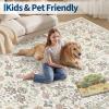 Garvee 10×13 Vintage Area Rug for Bedroom, Large Living Room Rug with Non Slip Backing, Floral Border Stain Resistant Non Shedding Area Rugs Low Pile Soft Mats for Bedroom, Dining Room, Pink(Cottage|beige)