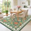 Garvee 10×13 Vintage Area Rug for Bedroom, Large Living Room Rug with Non Slip Backing, Floral Border Stain Resistant Non Shedding Area Rugs Low Pile Soft Mats for Bedroom, Dining Room, Pink(Farmhouse|green)