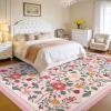 Garvee 10×13 Vintage Area Rug for Bedroom, Large Living Room Rug with Non Slip Backing, Floral Border Stain Resistant Non Shedding Area Rugs Low Pile Soft Mats for Bedroom, Dining Room, Pink(Farmhouse|pink)