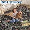 Garvee 10×13 Vintage Area Rug for Bedroom, Large Living Room Rug with Non Slip Backing, Floral Border Stain Resistant Non Shedding Area Rugs Low Pile Soft Mats for Bedroom, Dining Room, Pink(Cottage|black/Red)