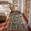 Garvee 10×13 Vintage Area Rug for Bedroom, Large Living Room Rug with Non Slip Backing, Floral Border Stain Resistant Non Shedding Area Rugs Low Pile Soft Mats for Bedroom, Dining Room, Pink(Cottage|chocolate Brown)
