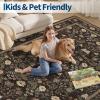 Garvee 10×13 Vintage Area Rug for Bedroom, Large Living Room Rug with Non Slip Backing, Floral Border Stain Resistant Non Shedding Area Rugs Low Pile Soft Mats for Bedroom, Dining Room, Pink(Cottage|chocolate Brown)