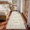 Garvee 10×13 Vintage Area Rug for Bedroom, Large Living Room Rug with Non Slip Backing, Floral Border Stain Resistant Non Shedding Area Rugs Low Pile Soft Mats for Bedroom, Dining Room, Pink(Cottage|beige)