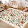 Garvee 10×13 Vintage Area Rug for Bedroom, Large Living Room Rug with Non Slip Backing, Floral Border Stain Resistant Non Shedding Area Rugs Low Pile Soft Mats for Bedroom, Dining Room, Pink(Farmhouse|beige)