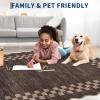 Garvee 5×7 Modern Checkerboard Washable Rug for Entryway Indoor, Bordered Living Room Rug with Non Slip Backing, Stain Resistant Non Shedding Solid Color Area Rugs for Bedroom, Dining Room, Taupe(Scalloped|brown)
