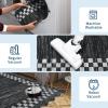 Garvee 5×7 Modern Checkerboard Washable Rug for Entryway Indoor, Bordered Living Room Rug with Non Slip Backing, Stain Resistant Non Shedding Solid Color Area Rugs for Bedroom, Dining Room, Taupe(Scalloped|dark Grey)