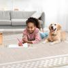 Garvee 5×7 Modern Checkerboard Washable Rug for Entryway Indoor, Bordered Living Room Rug with Non Slip Backing, Stain Resistant Non Shedding Solid Color Area Rugs for Bedroom, Dining Room, Taupe(Z-beige)