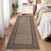 Garvee 5×7 Modern Checkerboard Washable Rug for Entryway Indoor, Bordered Living Room Rug with Non Slip Backing, Stain Resistant Non Shedding Solid Color Area Rugs for Bedroom, Dining Room, Taupe(Checkered|brown)
