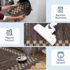 Garvee 5×7 Modern Checkerboard Washable Rug for Entryway Indoor, Bordered Living Room Rug with Non Slip Backing, Stain Resistant Non Shedding Solid Color Area Rugs for Bedroom, Dining Room, Taupe(Scalloped|brown)