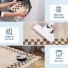 Garvee 5×7 Modern Checkerboard Washable Rug for Entryway Indoor, Bordered Living Room Rug with Non Slip Backing, Stain Resistant Non Shedding Solid Color Area Rugs for Bedroom, Dining Room, Taupe(Scalloped|beige)