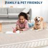 Garvee 5×7 Modern Checkerboard Washable Rug for Entryway Indoor, Bordered Living Room Rug with Non Slip Backing, Stain Resistant Non Shedding Solid Color Area Rugs for Bedroom, Dining Room, Taupe(Checkered|beige)