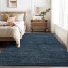 Garvee 5×7 Washable Area Rug for Living Room, Neutral Throw Rugs with Rubber Backing, Non Shedding Stain Resistant Modern Solid Color Rug Low Pile Ultra Soft Foldable Mats for Nursery Bedroom, Beige(Neutral|blue)