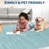 Garvee 5×7 Washable Area Rug for Living Room, Neutral Throw Rugs with Rubber Backing, Non Shedding Stain Resistant Modern Solid Color Rug Low Pile Ultra Soft Foldable Mats for Nursery Bedroom, Beige(Modern|blue)