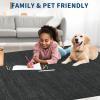 Garvee 5×7 Washable Area Rug for Living Room, Neutral Throw Rugs with Rubber Backing, Non Shedding Stain Resistant Modern Solid Color Rug Low Pile Ultra Soft Foldable Mats for Nursery Bedroom, Beige(Neutral|black)