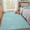 Garvee 5×7 Washable Area Rug for Living Room, Neutral Throw Rugs with Rubber Backing, Non Shedding Stain Resistant Modern Solid Color Rug Low Pile Ultra Soft Foldable Mats for Nursery Bedroom, Beige(Modern|blue)