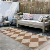Garvee 5×7 Washable Easy Jute Area Rugs for Living Room, Bedroom, High Traffic Foldable Rug, Distressed Diamond Checkered Office Carpet, Non Slip Backing Farmhouse Floor Cover, Black and Tan(Diamondbrown)
