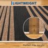 Garvee 5×7 Washable Easy Jute Area Rugs for Living Room, Bedroom, High Traffic Foldable Rug, Distressed Diamond Checkered Office Carpet, Non Slip Backing Farmhouse Floor Cover, Black and Tan(Striped|black/Brown)