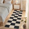 Garvee 5×7 Washable Easy Jute Area Rugs for Living Room, Bedroom, High Traffic Foldable Rug, Distressed Diamond Checkered Office Carpet, Non Slip Backing Farmhouse Floor Cover, Black and Tan(Checkerboard|black&tan)