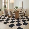 Garvee 5×7 Washable Easy Jute Area Rugs for Living Room, Bedroom, High Traffic Foldable Rug, Distressed Diamond Checkered Office Carpet, Non Slip Backing Farmhouse Floor Cover, Black and Tan(Checkerboard|black & Natural)