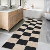 Garvee 5×7 Washable Easy Jute Area Rugs for Living Room, Bedroom, High Traffic Foldable Rug, Distressed Diamond Checkered Office Carpet, Non Slip Backing Farmhouse Floor Cover, Black and Tan(Checkerboard|black&tan)