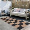 Garvee 5×7 Washable Easy Jute Area Rugs for Living Room, Bedroom, High Traffic Foldable Rug, Distressed Diamond Checkered Office Carpet, Non Slip Backing Farmhouse Floor Cover, Black and Tan(Checkerboard|black&brown)
