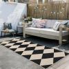 Garvee 5×7 Washable Easy Jute Area Rugs for Living Room, Bedroom, High Traffic Foldable Rug, Distressed Diamond Checkered Office Carpet, Non Slip Backing Farmhouse Floor Cover, Black and Tan(Diamond|black&natural)