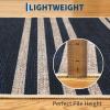 Garvee 5×7 Washable Easy Jute Area Rugs for Living Room, Bedroom, High Traffic Foldable Rug, Distressed Diamond Checkered Office Carpet, Non Slip Backing Farmhouse Floor Cover, Black and Tan(Striped|navy)