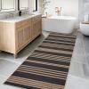 Garvee 5×7 Washable Easy Jute Area Rugs for Living Room, Bedroom, High Traffic Foldable Rug, Distressed Diamond Checkered Office Carpet, Non Slip Backing Farmhouse Floor Cover, Black and Tan(Striped|black/Brown)