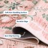 Garvee 8×10 Area Rugs for Living Room 8×10 Floral Washable Rug Vintage Soft Floor Cover Indoor Non Slip Boho Carpet Low Pile Non-Shedding Foldable Rugs for Bedroom Nursery Farmhouse Dorm, Sage(Pink)