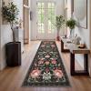 Garvee 8×10 Area Rugs for Living Room 8×10 Floral Washable Rug Vintage Soft Floor Cover Indoor Non Slip Boho Carpet Low Pile Non-Shedding Foldable Rugs for Bedroom Nursery Farmhouse Dorm, Sage(Black)
