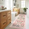 Garvee 8×10 Area Rugs for Living Room 8×10 Floral Washable Rug Vintage Soft Floor Cover Indoor Non Slip Boho Carpet Low Pile Non-Shedding Foldable Rugs for Bedroom Nursery Farmhouse Dorm, Sage(Pink)