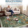 Garvee 8×10 Area Rugs for Living Room 8×10 Floral Washable Rug Vintage Soft Floor Cover Indoor Non Slip Boho Carpet Low Pile Non-Shedding Foldable Rugs for Bedroom Nursery Farmhouse Dorm, Sage(Sage)