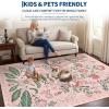 Garvee 8×10 Area Rugs for Living Room 8×10 Floral Washable Rug Vintage Soft Floor Cover Indoor Non Slip Boho Carpet Low Pile Non-Shedding Foldable Rugs for Bedroom Nursery Farmhouse Dorm, Sage(Pink)