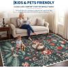 Garvee 8×10 Area Rugs for Living Room 8×10 Floral Washable Rug Vintage Soft Floor Cover Indoor Non Slip Boho Carpet Low Pile Non-Shedding Foldable Rugs for Bedroom Nursery Farmhouse Dorm, Sage(Grey Green)