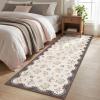 Garvee Floral Runner for Hallways Non Slip, 2×6 Washable Kitchen Runner Rug, Vintage Soft Thin Low Pile Carpet Mat for Girls Bedroom Bedside Laundry Bathroom Indoor Farmhouse Entryway Rugs, Pink(Cottagecore|brown)