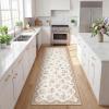 Garvee Floral Runner for Hallways Non Slip, 2×6 Washable Kitchen Runner Rug, Vintage Soft Thin Low Pile Carpet Mat for Girls Bedroom Bedside Laundry Bathroom Indoor Farmhouse Entryway Rugs, Pink(Cottagecore|beige)