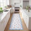 Garvee Floral Runner for Hallways Non Slip, 2×6 Washable Kitchen Runner Rug, Vintage Soft Thin Low Pile Carpet Mat for Girls Bedroom Bedside Laundry Bathroom Indoor Farmhouse Entryway Rugs, Pink(Cottagecore|blue)