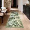 Garvee Forest Rugs 9×12, Washable Soft Non Slip Area Rug for Living Room, Botanical Low Pile Soft Bedroom Rugs Indoor Farmhouse Stain Resistant Floor Rug for Dining Room Office, Dark Green(Forest|beige)