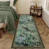 Garvee Forest Rugs 9×12, Washable Soft Non Slip Area Rug for Living Room, Botanical Low Pile Soft Bedroom Rugs Indoor Farmhouse Stain Resistant Floor Rug for Dining Room Office, Dark Green(Forest|light Green)
