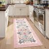 Garvee Pink Bedroom Rug for Girls Room Decor, 8×10 Washable Cute Playroom Nursery Rug, Soft Floral Low Pile Throw Carpet for Kids Living Dining Room, Indoor Farmhouse Floor Rugs for Home Office(Farmhouse|pink)