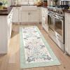 Garvee Pink Bedroom Rug for Girls Room Decor, 8×10 Washable Cute Playroom Nursery Rug, Soft Floral Low Pile Throw Carpet for Kids Living Dining Room, Indoor Farmhouse Floor Rugs for Home Office(Farmhouse|green)