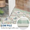 Garvee Washable 2×6 Runner Rug for Hallway Kitchen, Soft Farmhouse Accent Non Slip Runner with Butterflies Print, Green Botanical Floral Carpet for Laundry Bathroom(Butterfly|green)