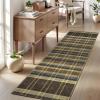 Garvee Washable 5×7 Area Rug for Living Room, Plaid Checkered Non Slip Bedroom Rugs, Ultra Thin Low Pile Striped Indoor Carpet for Dining Room Office, Modern Home Decor Rugs, Taupe(Plaid Modern|brown)